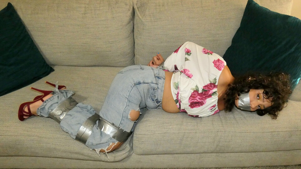 Belle Amelie Tied up on the Couch